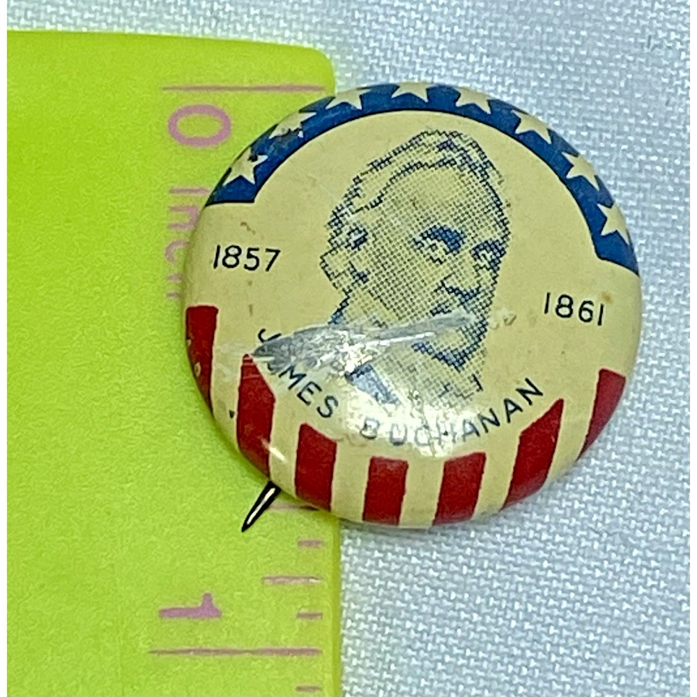 1857- 1861 James Buchanan President pinback button Vintage Antique - Picture 3 of 3